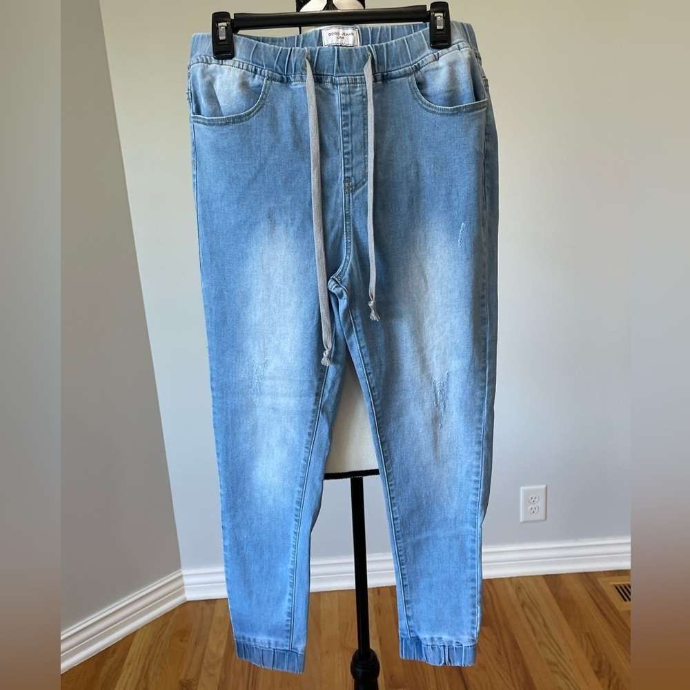 GoGo USA denim jean joggers in a junior size 13 drawstring elastic waist casual